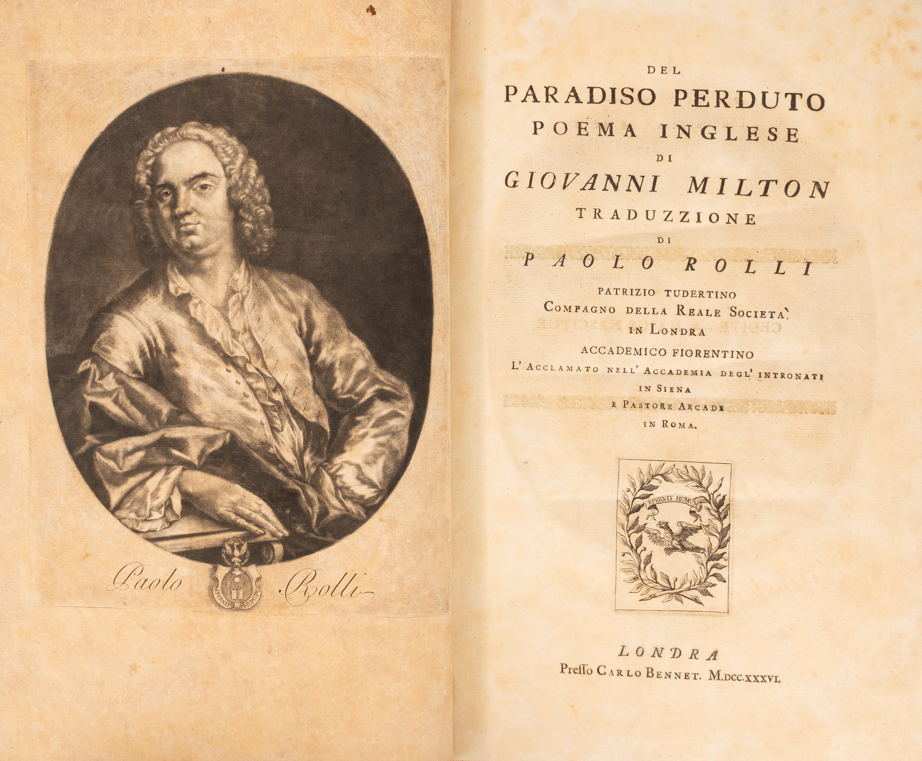 Milton, John - Del Paradiso Perduto Poema Inglese di Giovanni Milton Traduzione di Paolo Rolli