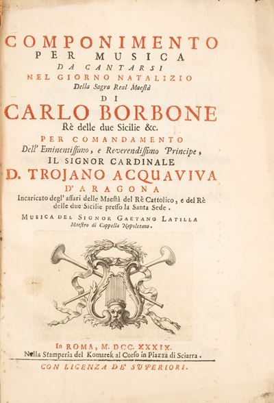 Componimento per Musica da Cantarsi nel Giorno Natalizio della Sagra Real Maestà