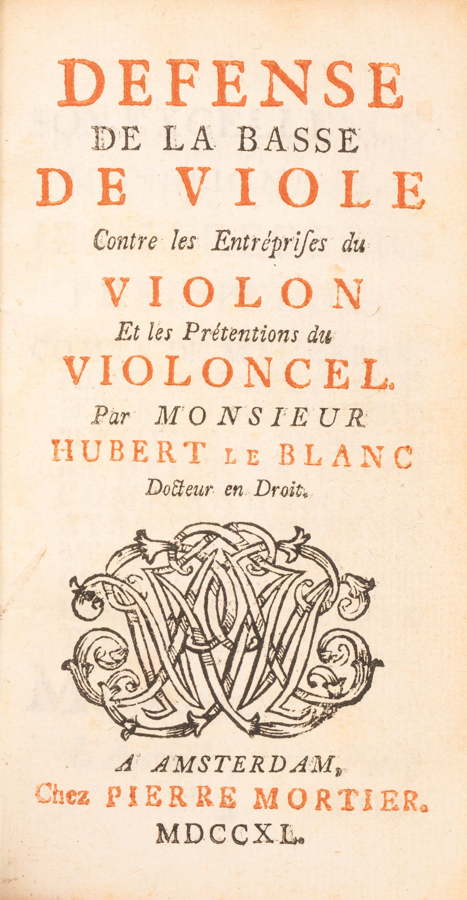 Le Blanc Hubert - Defense De la Basse De la Viole
