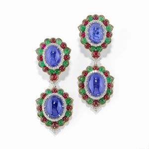 Orecchini pendenti in oro bicolore 18K