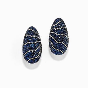 A 14K yellow gold, 14K burnished gold, sapphire and diamond earrings