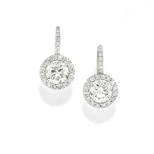 Orecchini in oro bianco 18K e due diamanti taglio brillante ct 3,00