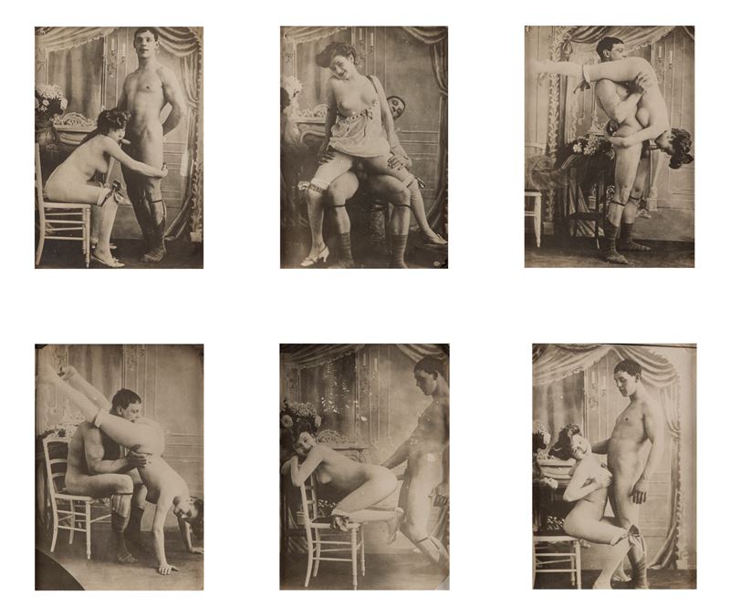 Anonimo - Senza titolo, Sei stampe vintage ai sali d'argento (Scene erotiche)