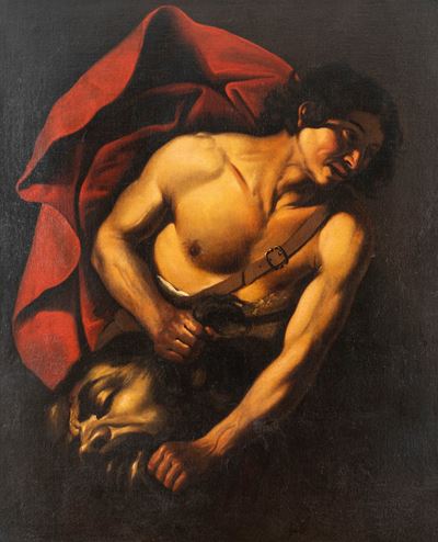 Orazio Riminaldi, Davide con la testa di Golia, olio su tela