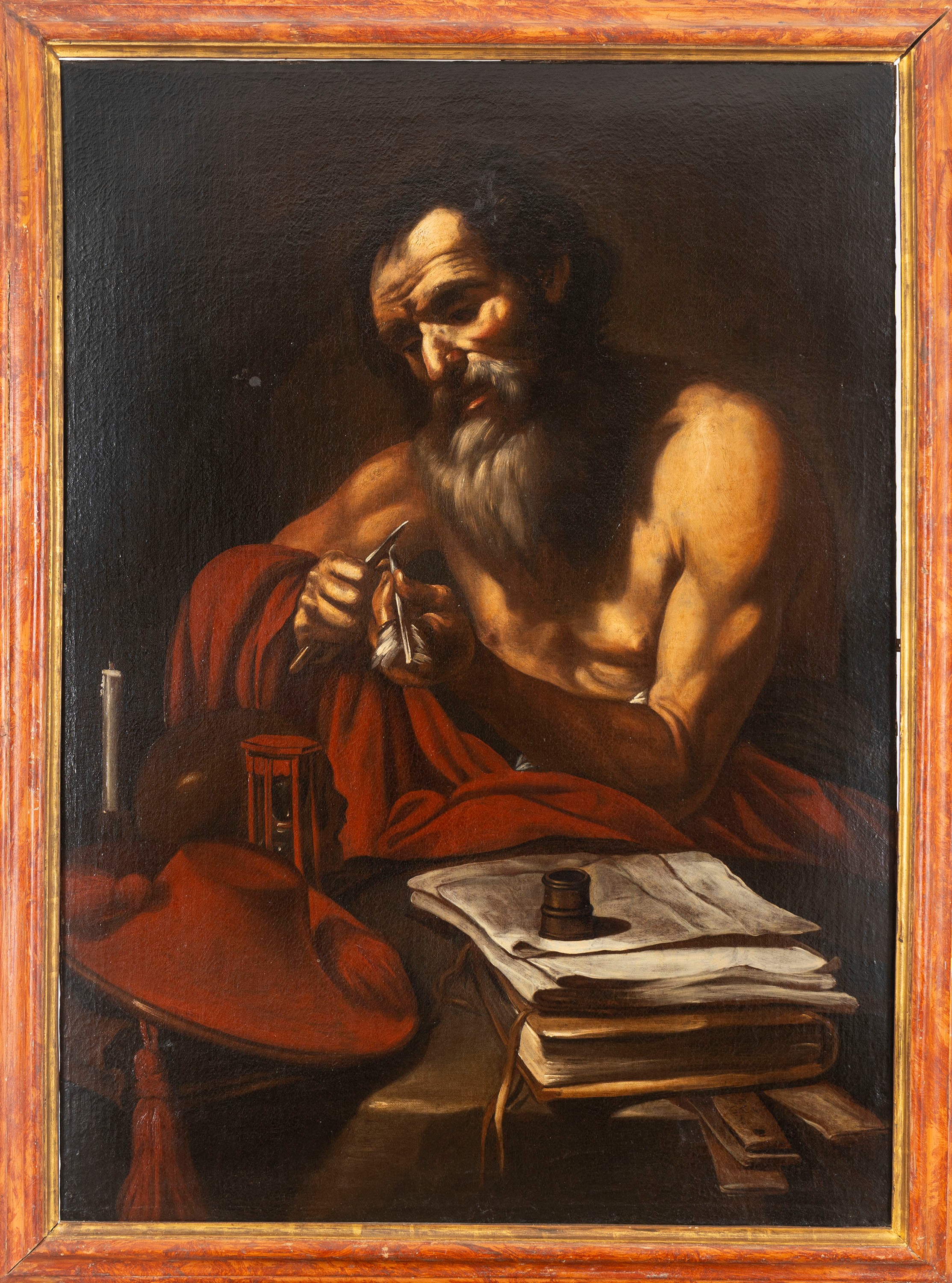 Pittore Caravaggesco Francese Attivo a Roma, Secolo XVII - Claude Vignon, San Girolamo nello stud...