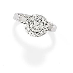 A 14K white gold and diamond ring