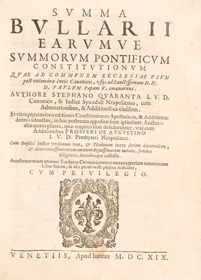 Summa Bullarii Earumve Summorum Pontificium Constitutionum