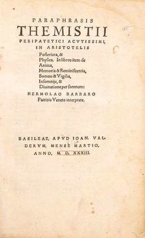 Paraphrasis Themistii peripatetici actualissimi in Aristotelis