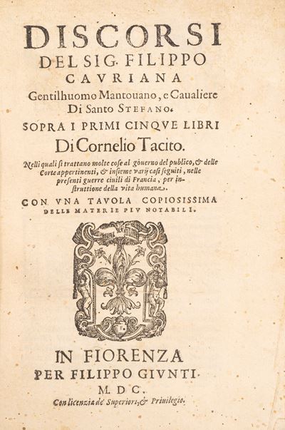 Discorsi del Sig. Filippo Cavriana sopra Tacito, 1600