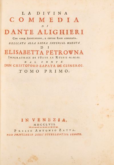 La Divina Commedia con annotazioni e illustrazioni, Venezia, 1757