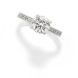 A 18K white gold and diamond ring, with certificate