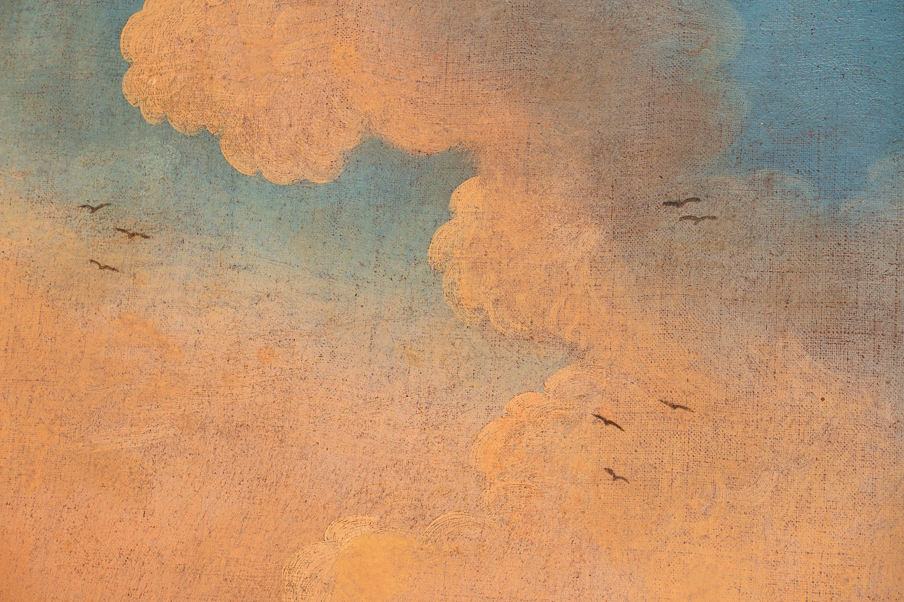 Paesaggio costiero con astanti in primo piano e velieri in lontananza