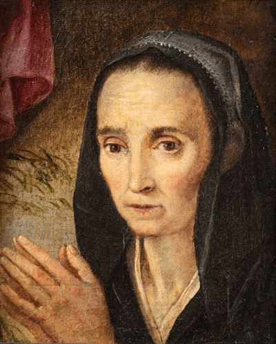 Sofonisba Anguissola, Ritratto di gentildonna in preghiera, frammento, olio su tela