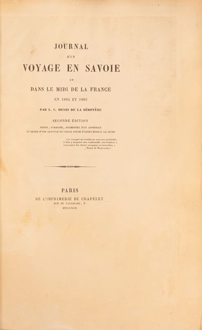 Journal D'un Voyage En Savoie Et Dans le Midi De la France
