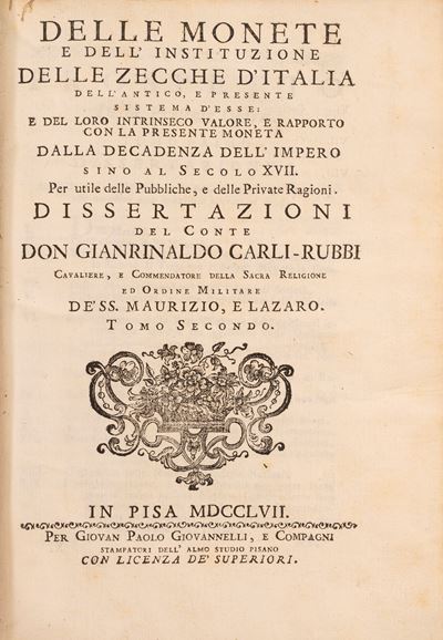Delle Monete e Dell'istituzione delle Zecche D'italia