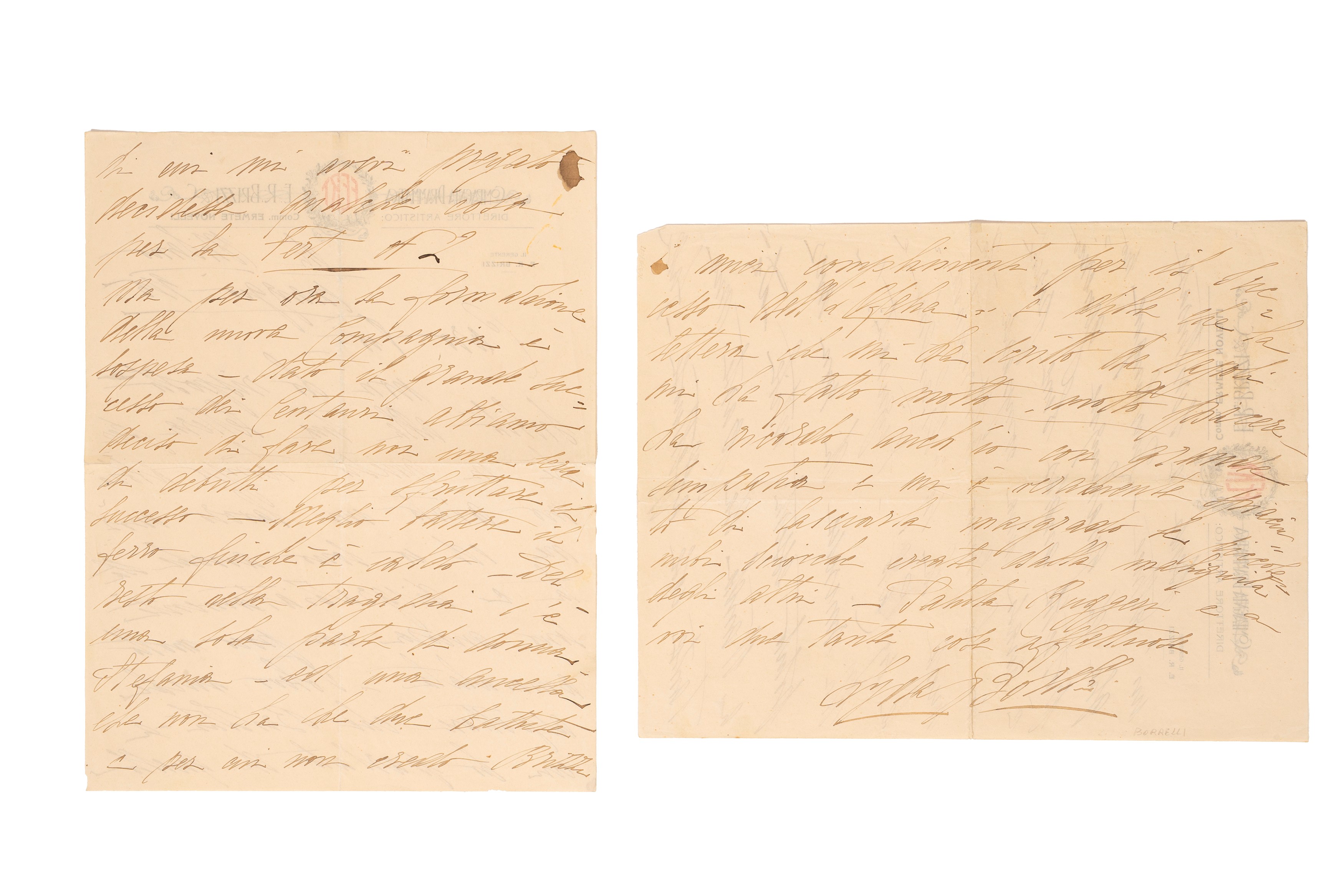 Lyda Borelli - Lettera autografa firmata del 1915
