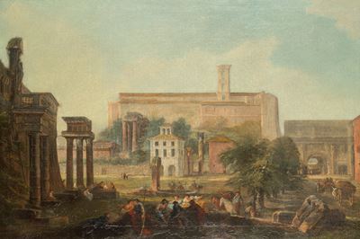 Veduta di Campo Vaccino con il Campidoglio sullo Sfondo