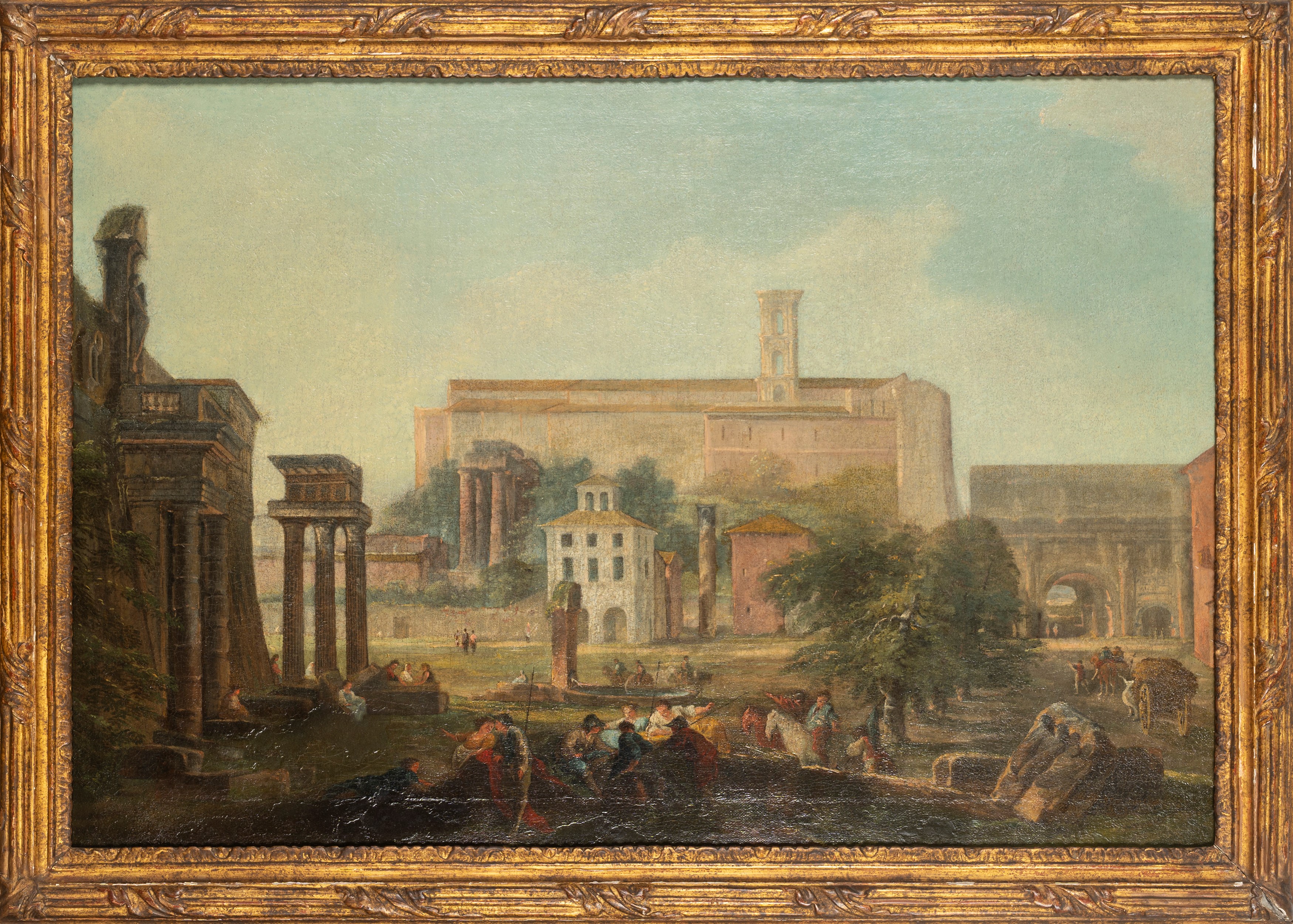 Scuola Romana, Secolo XVIII - Veduta di Campo Vaccino con il Campidoglio sullo Sfondo