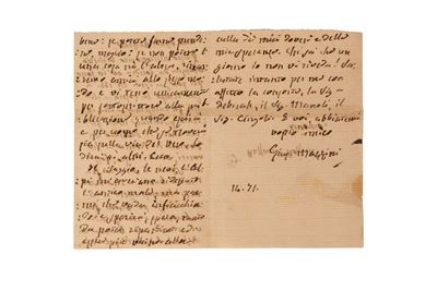 Mazzini, Lettera autografa destinata a Raffaele Rossetti, 1871
