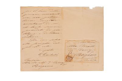 Garibaldi, Lettera autografa firmata con busta, 1870