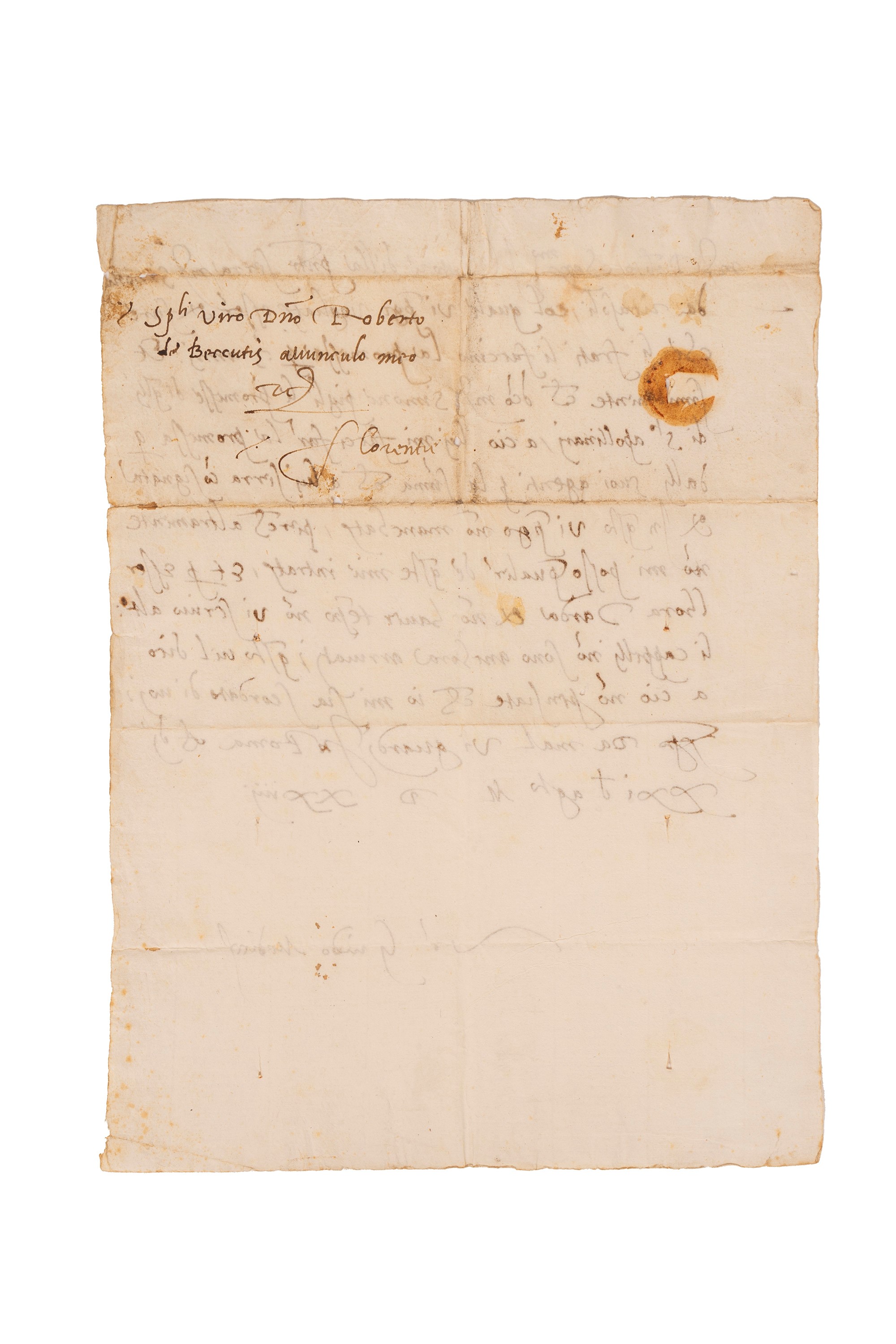 Guido de' Medici, Lettera autografa firmata, Roma, 21 agosto 1524