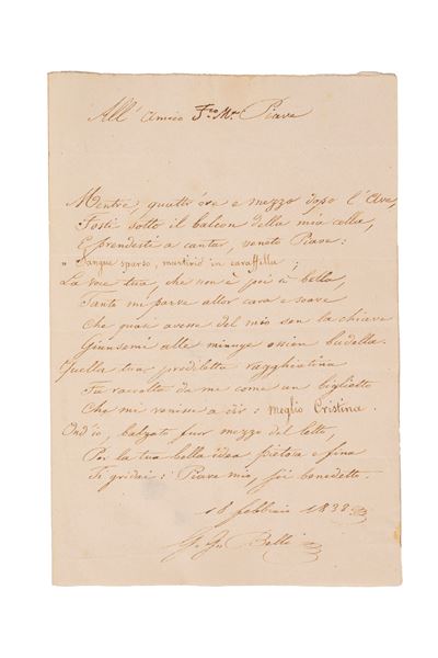 Sonetto autografo firmato