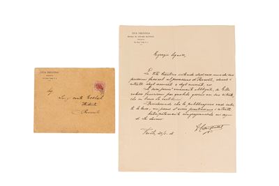 Lettera autografa con busta, 1908