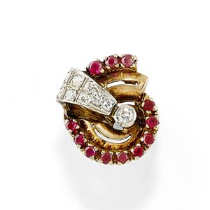 Anello in oro bicolore 14K