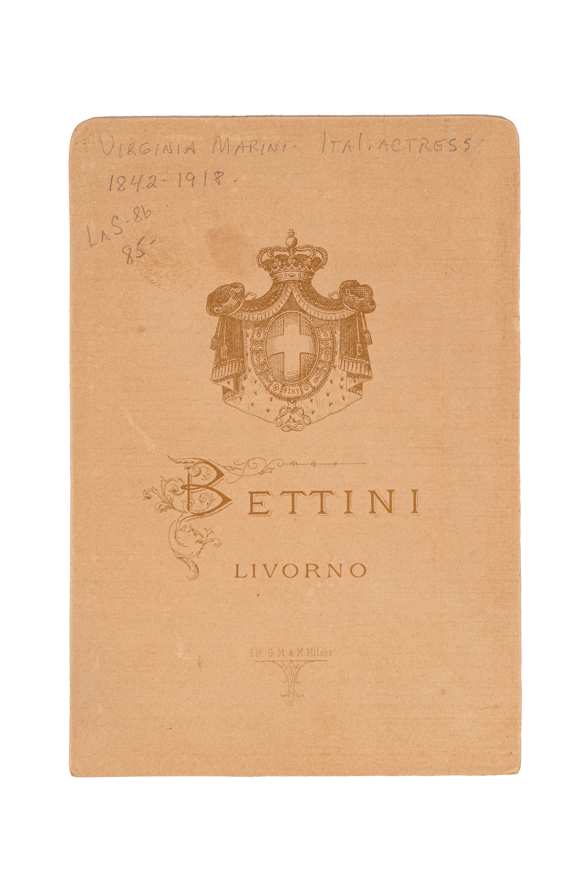 Virginia Marini - Foto autografata per Francesco Tamagno del 1887