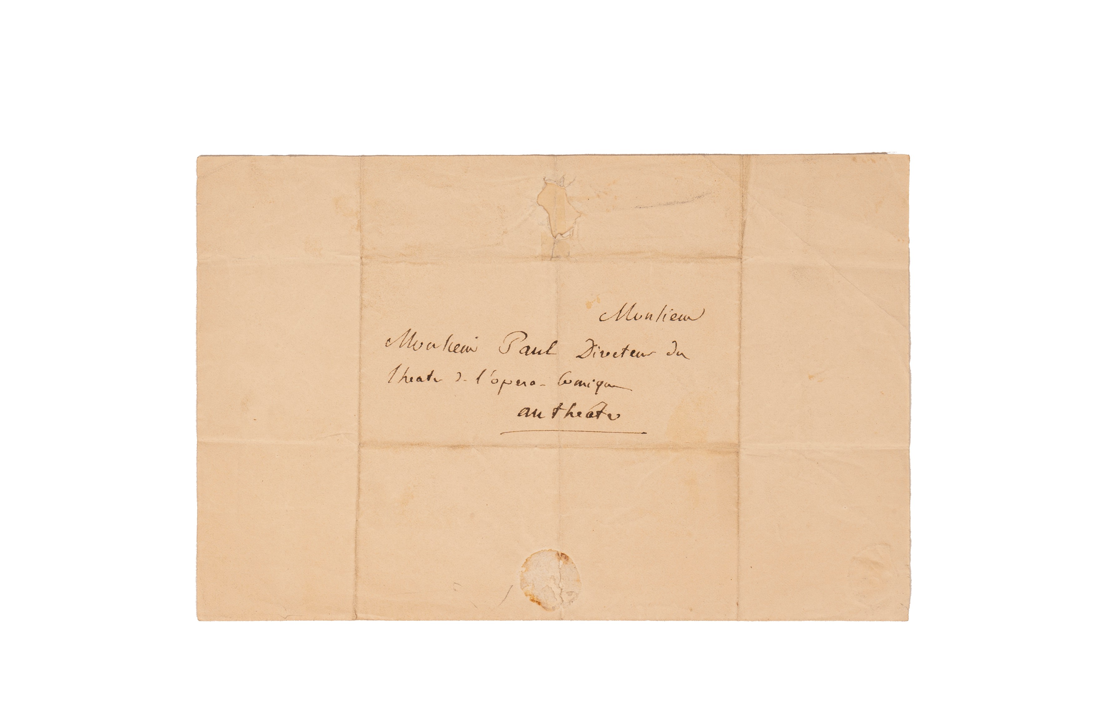 Eugène Scribe - Lettera autografa firmata al Direttore del Teatro dell'Opera Comica
