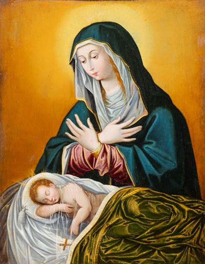 Madonna con Bambino, olio su rame