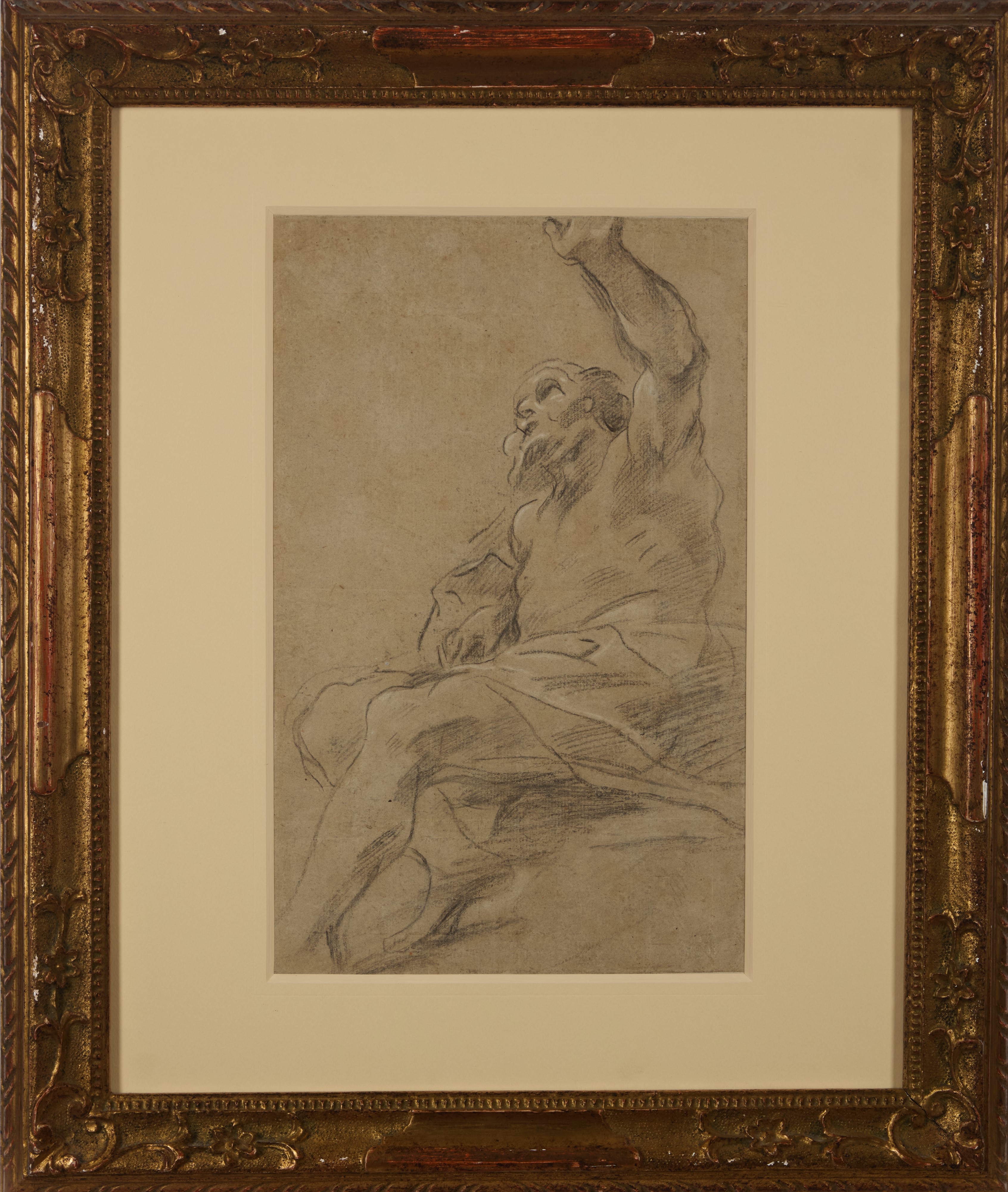 Giovanni Battista Beinaschi - Studio di profeta (recto); Figura assisa di profilo che guarda a si...