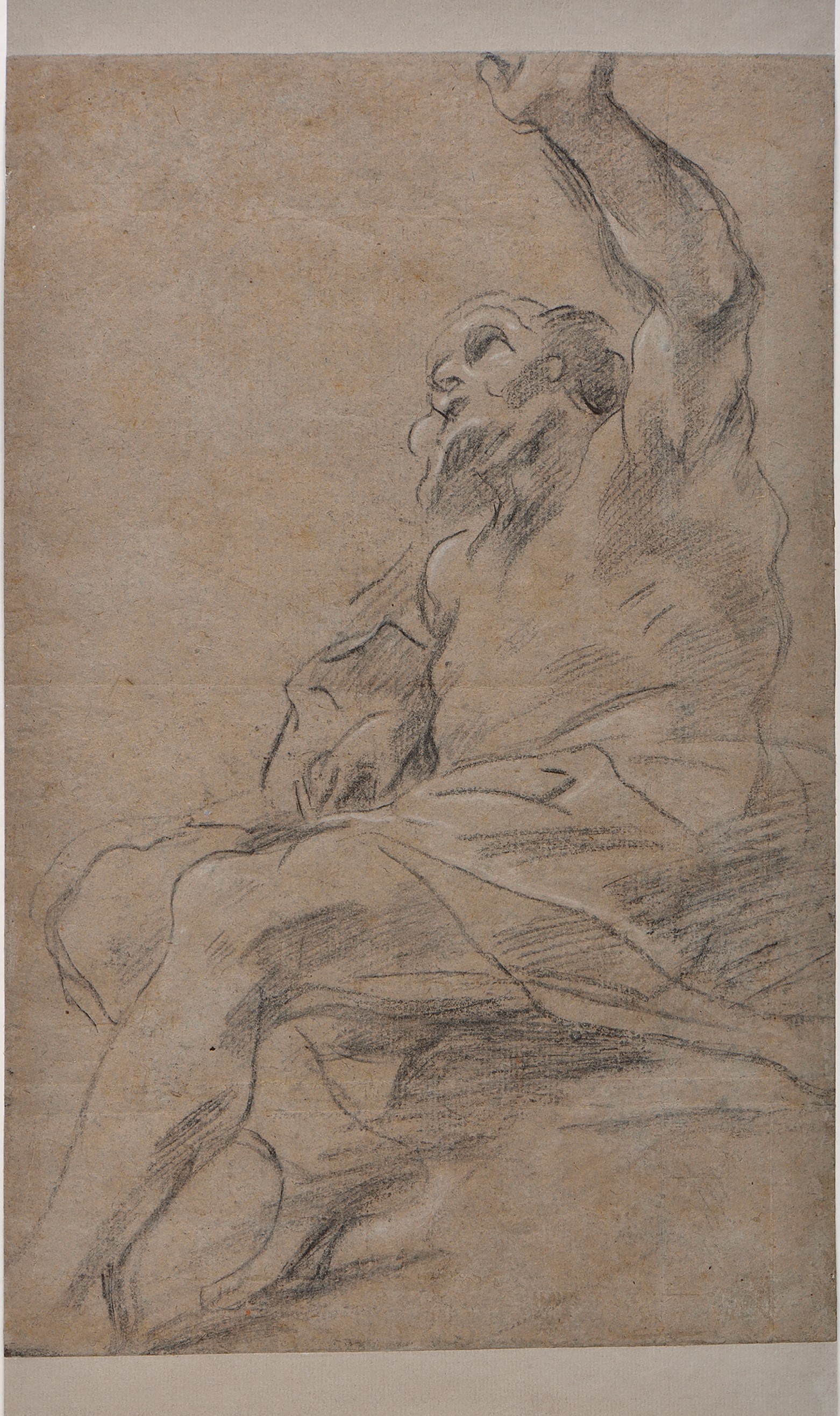 Giovanni Battista Beinaschi - Studio di profeta (recto); Figura assisa di profilo che guarda a si...