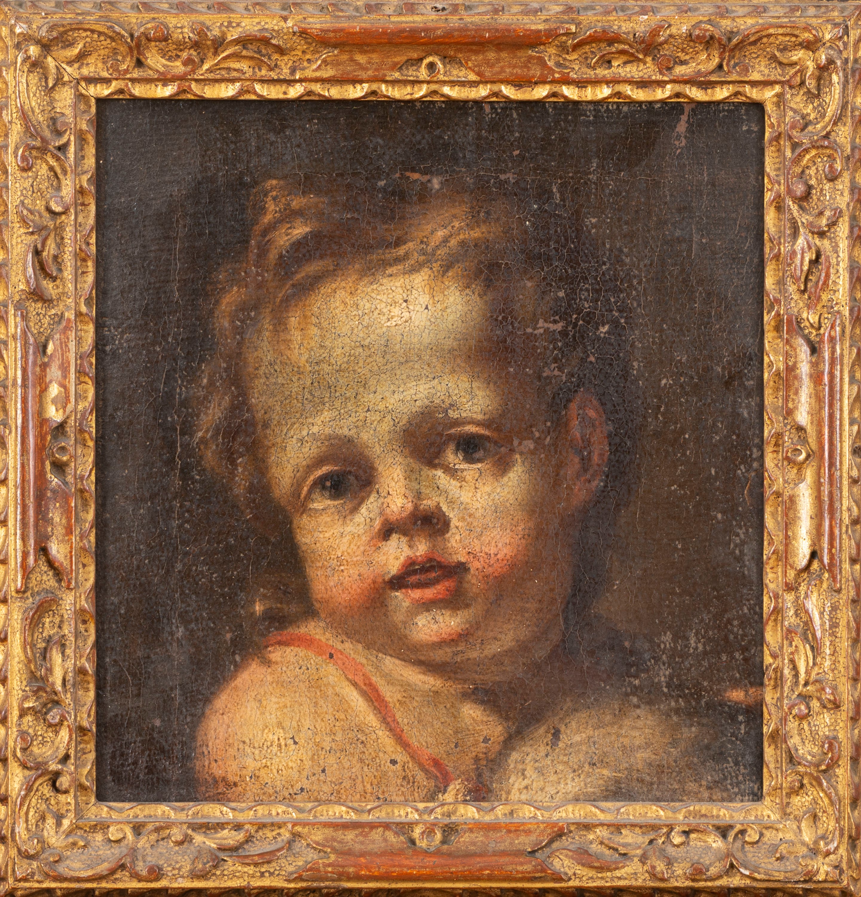 Scuola Napoletana, Secolo XVII - San Giovannino, frammento, olio su tela