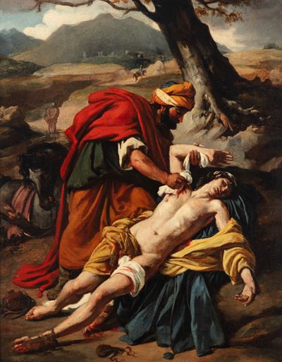 Anonimo, Il buon samaritano, olio su tela