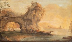 Marina con arco naturale in primo piano