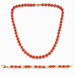 A 18K yellow gold, cultured pearl and coral jewels