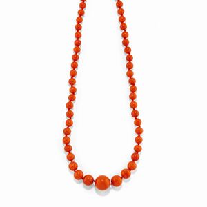 Collana in oro giallo 18K e corallo