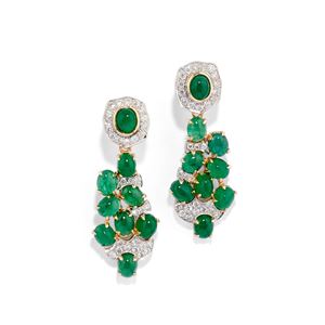 Orecchini pendenti con smeraldi