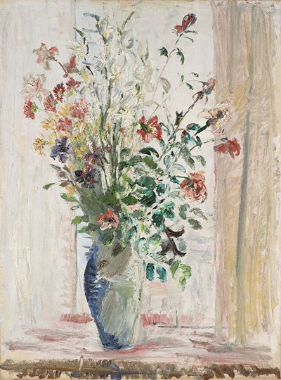 Natura morta con vaso di fiori, olio su tela
