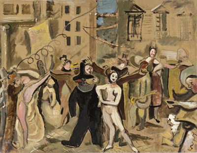 Carnevale, tecnica mista su tela