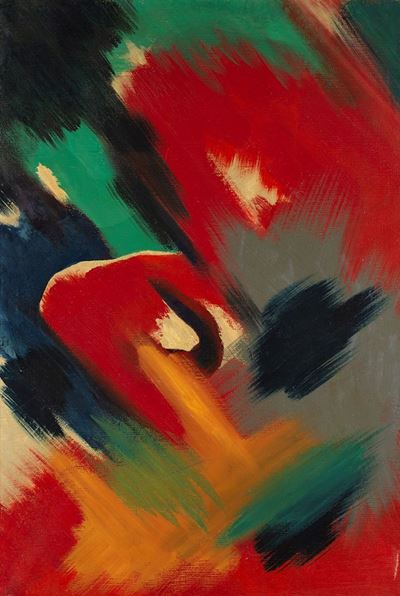 Composizione, olio su tela, 130x89 cm, circa 1960