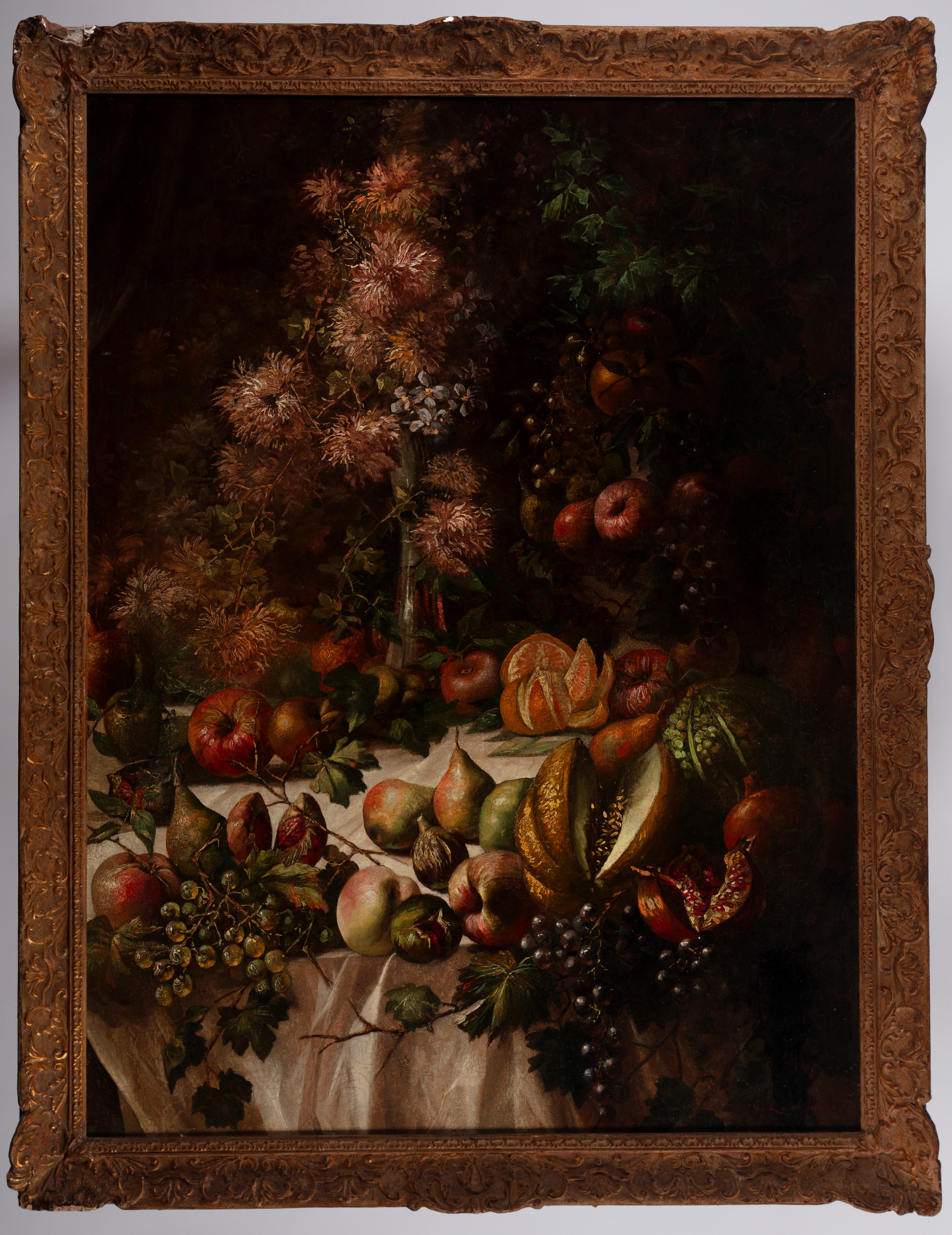 Giorgio Lucchesi - Trionfo di fiori e frutta, olio su tela