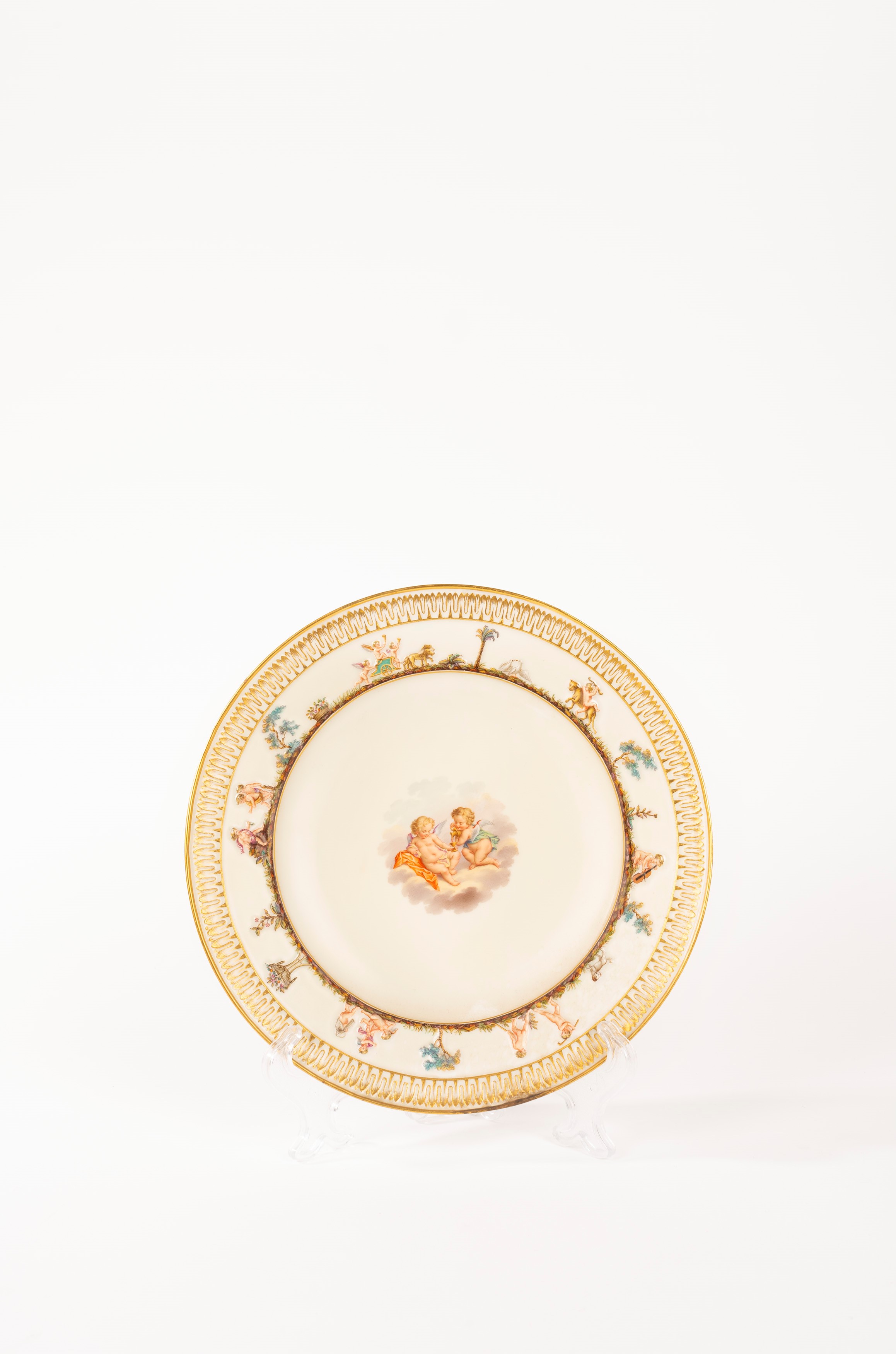 Set di Sei Piatti in Porcellana Policroma, Manifattura di Meissen, Secolo XIX