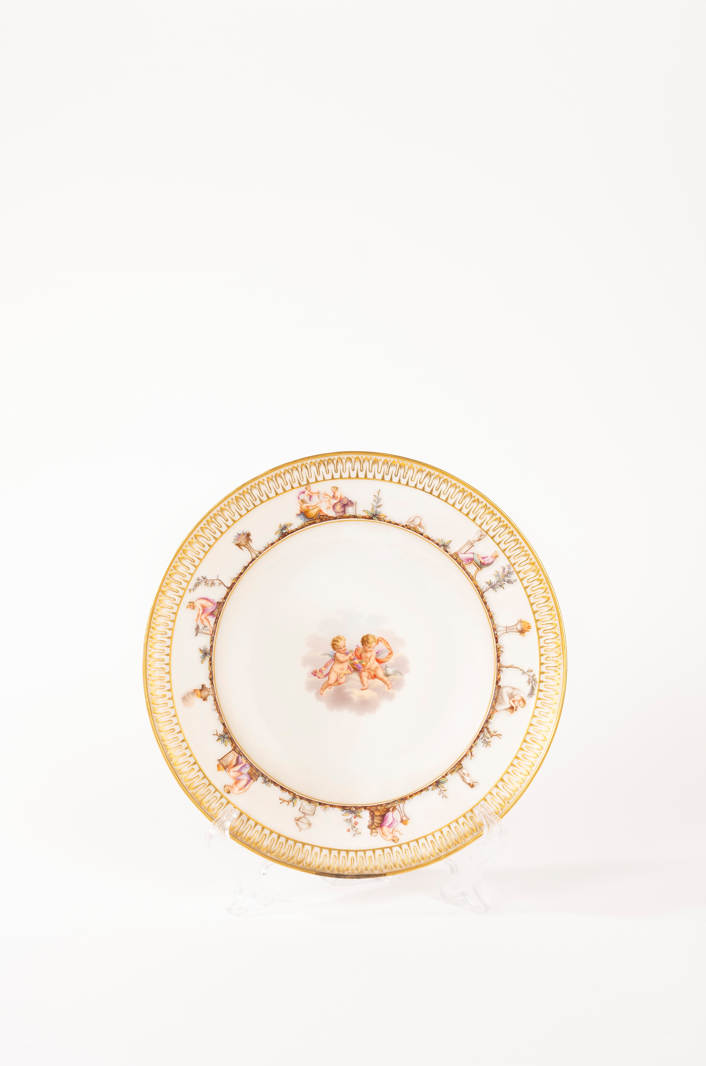 Set di Sei Piatti in Porcellana Policroma, Manifattura di Meissen, Secolo XIX