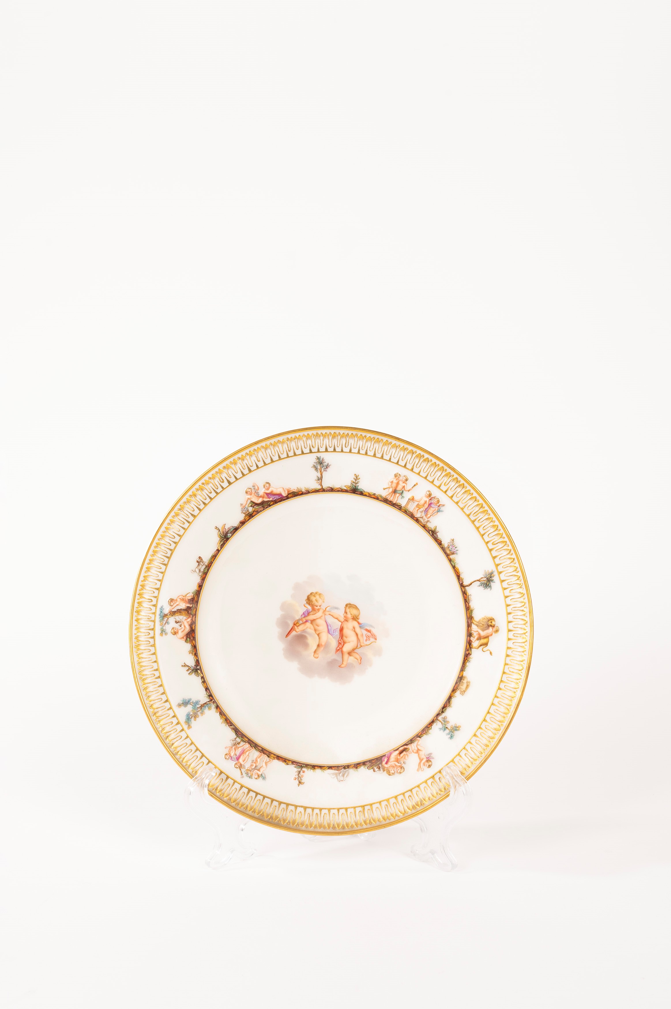 Set di Sei Piatti in Porcellana Policroma, Manifattura di Meissen, Secolo XIX