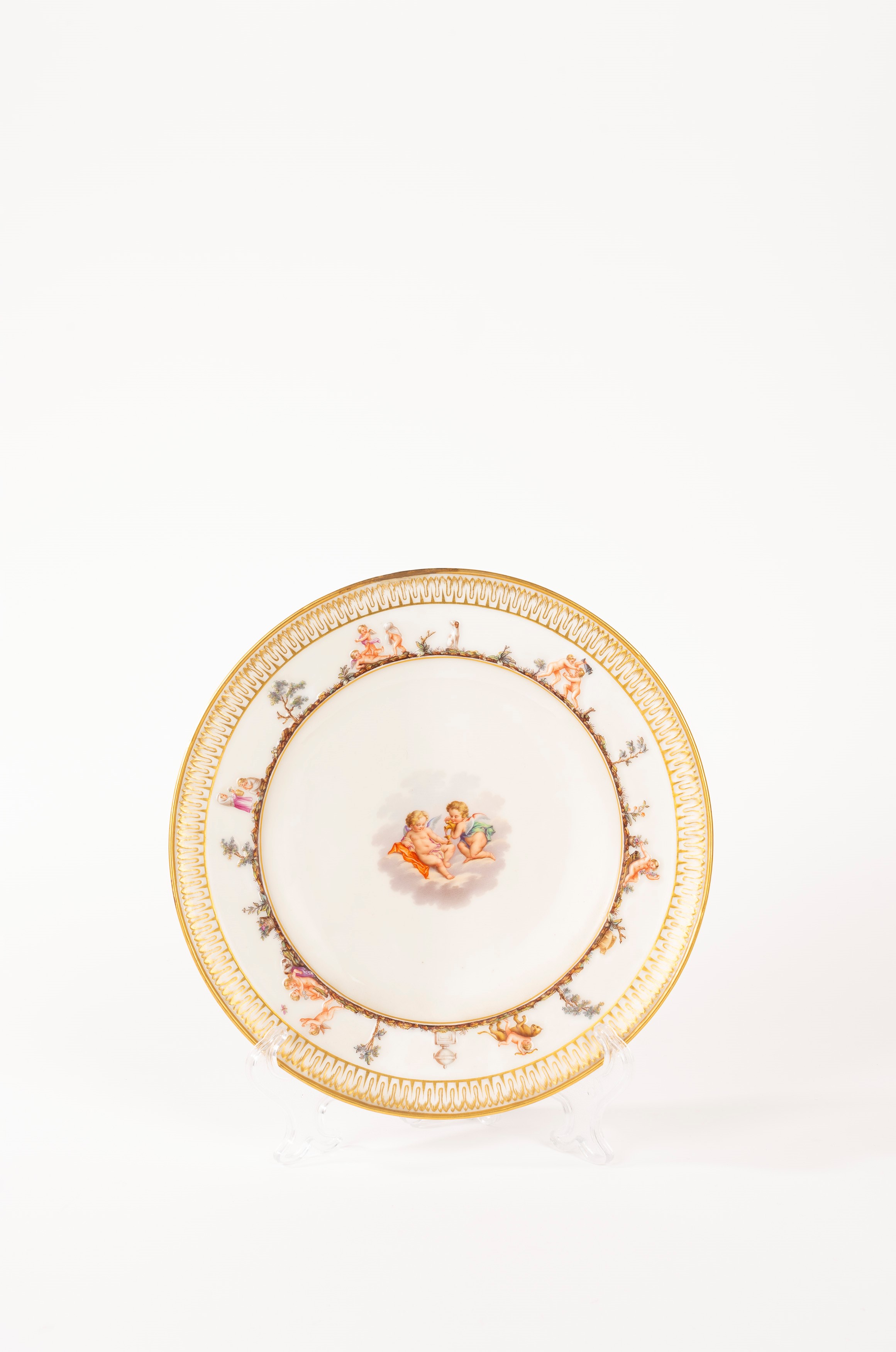 Set di Sei Piatti in Porcellana Policroma, Manifattura di Meissen, Secolo XIX