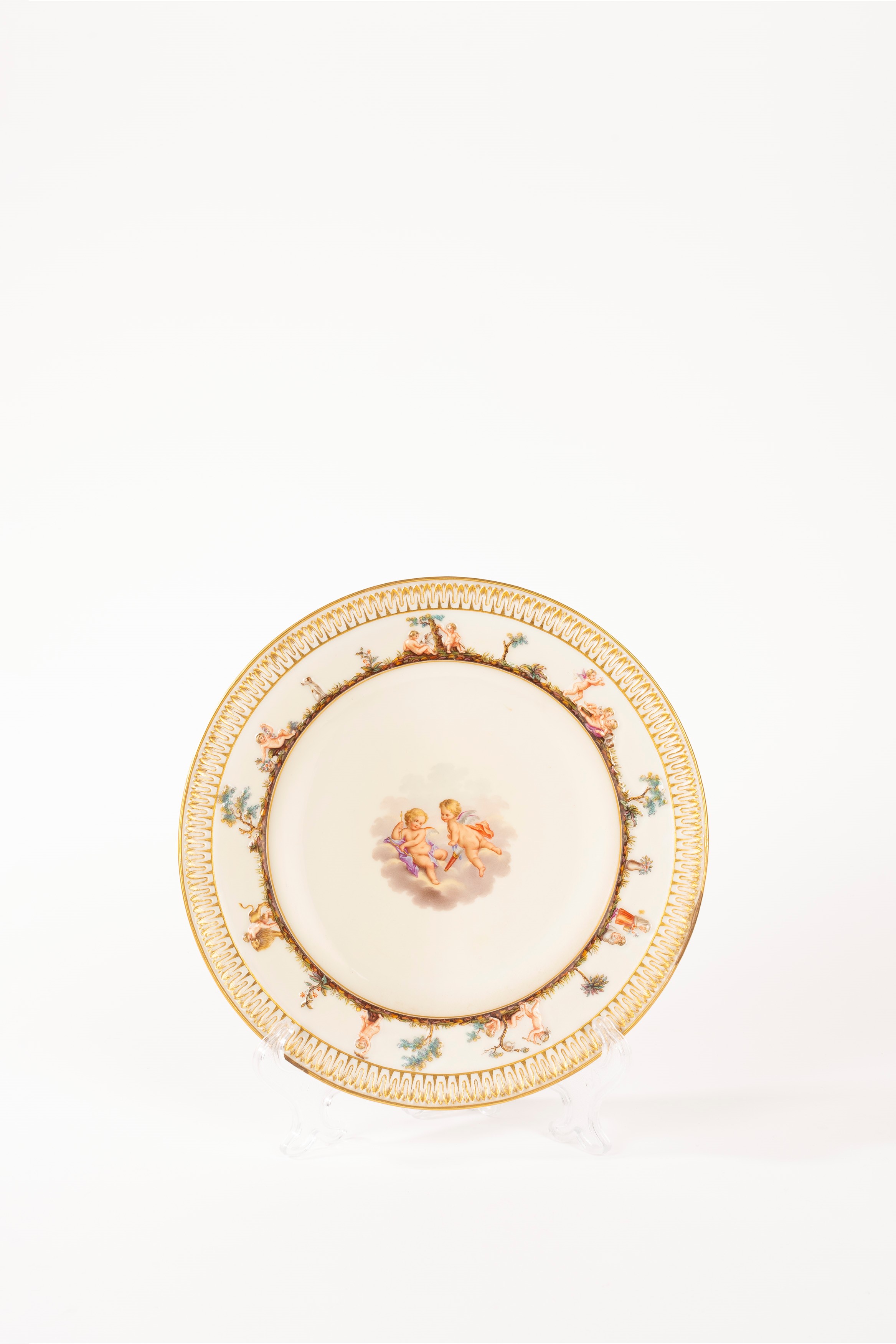Set di Sei Piatti in Porcellana Policroma, Manifattura di Meissen, Secolo XIX