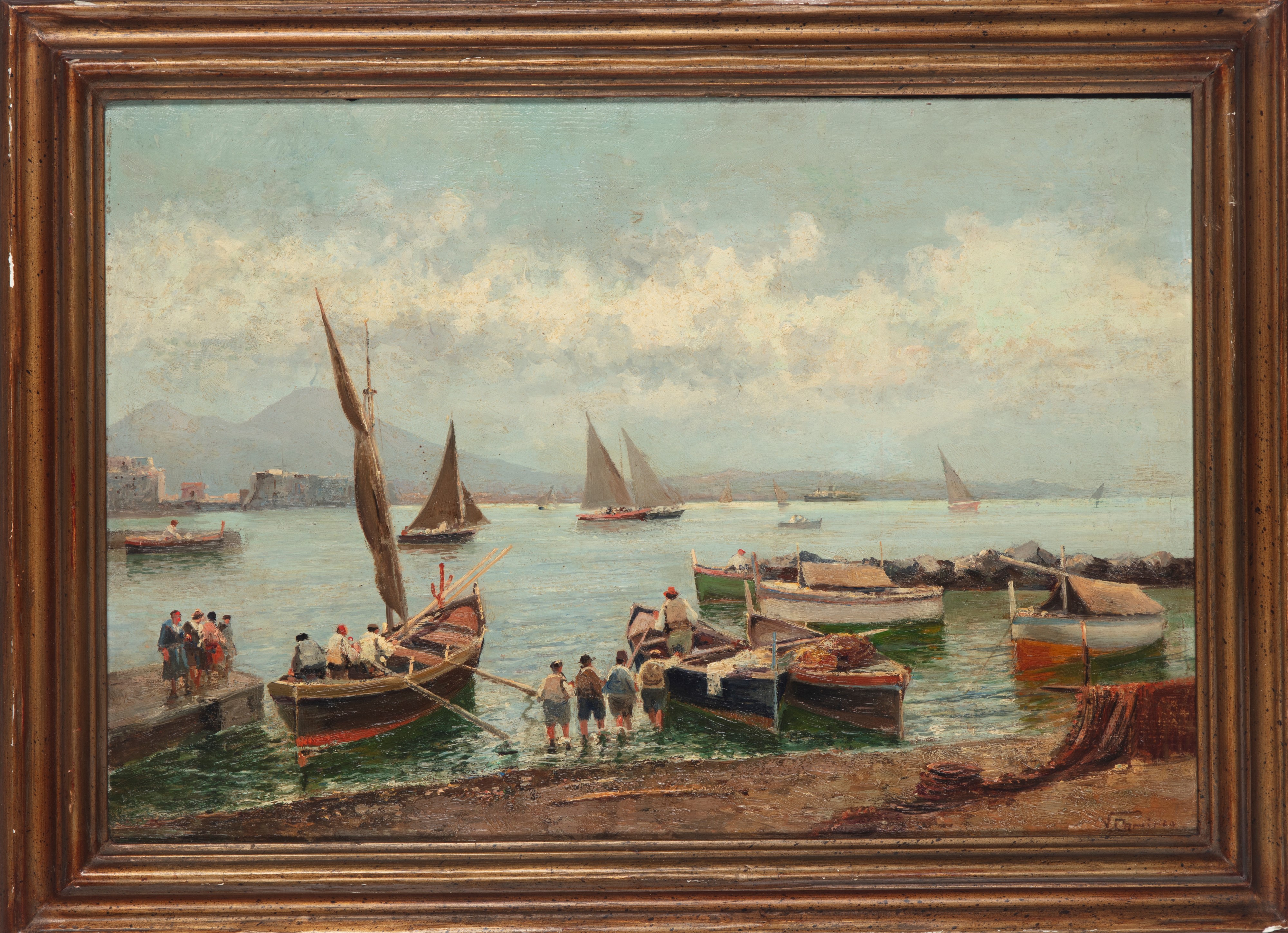 Vincenzo Canino - Mergellina, Napoli, olio su tavola