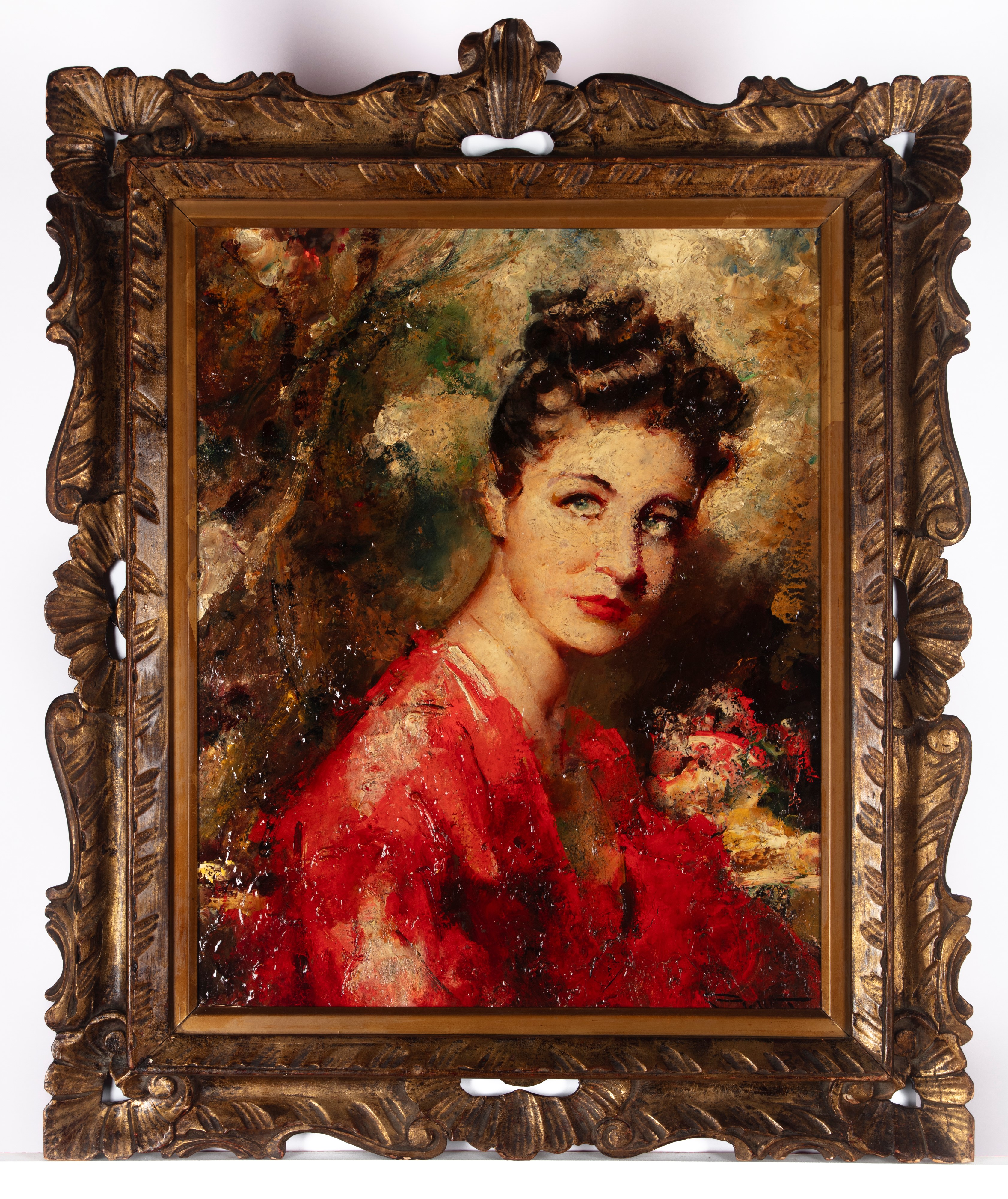 Mario Pobbiati - Il kimono rosso, olio su compensato